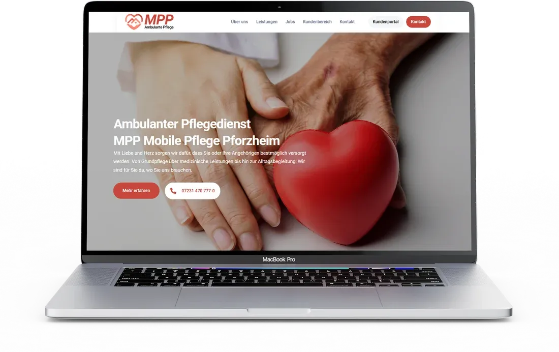 Website von MPP Ambulante Pflege auf einem MacBook